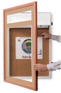 Designer Wood Bulletin Board Swingrame with Header & Lights