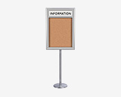 Enclosed Metal Bulletin Board Floor Stand with Header