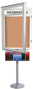 Metal Bulletin Board SwingStand with Header & Brochure Holder