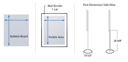 Metal Bulletin Board SwingStand with Header & Brochure Holder